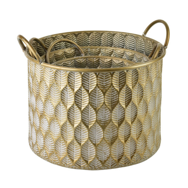 Osłonka metalowa złota wklęsłe liście z uszami 33x23cm