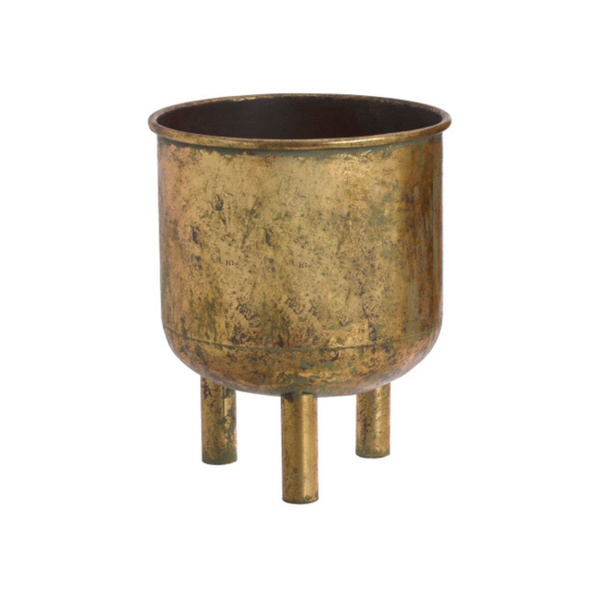 Kwietnik metalowy złoty patyna na nóżkach 26,5x33 cm