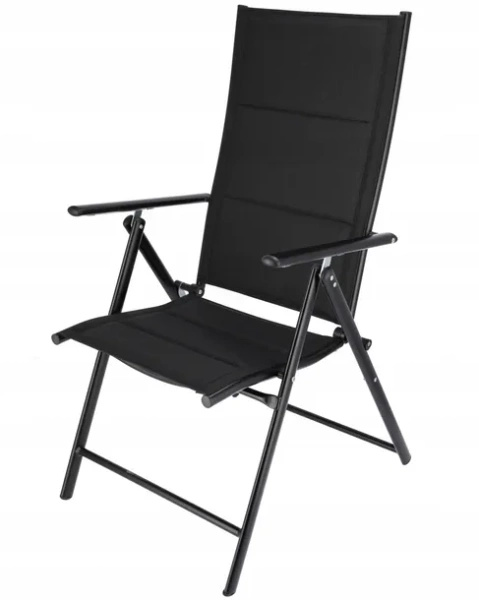 Krzesło 7-pozycji aluminium czarne do 120kg 56x64cm