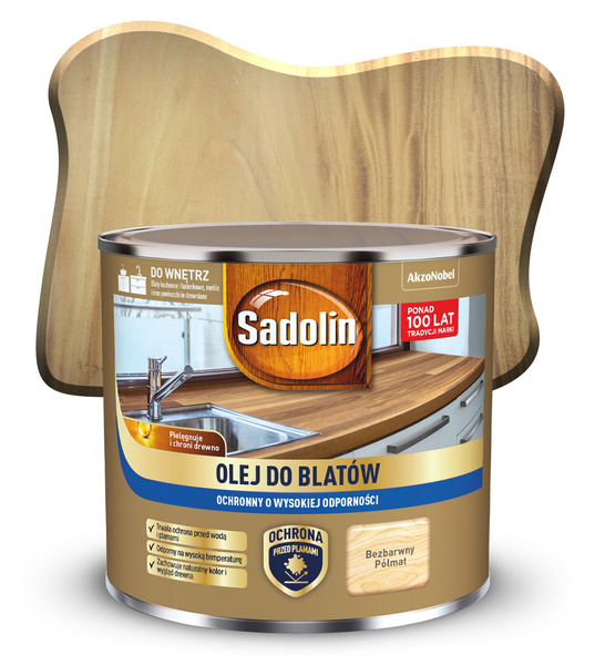 Olej do blatów Bezbarwny Półmat 0,5L Sadolin