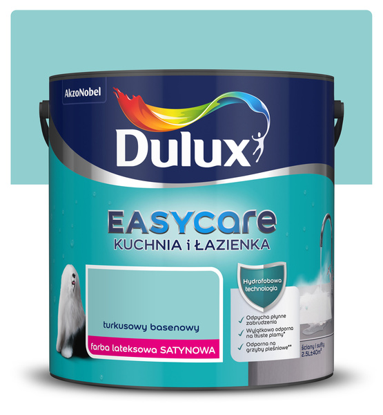 Farba plamoodporna EasyCare Kuchnia i Łazienka Turkusowy basenowy 2,5L Dulux