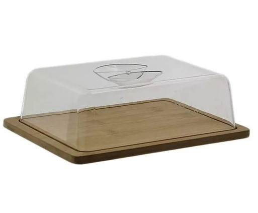 Patera bambusowa na sery prostokątna z pokrywką 25x20cm