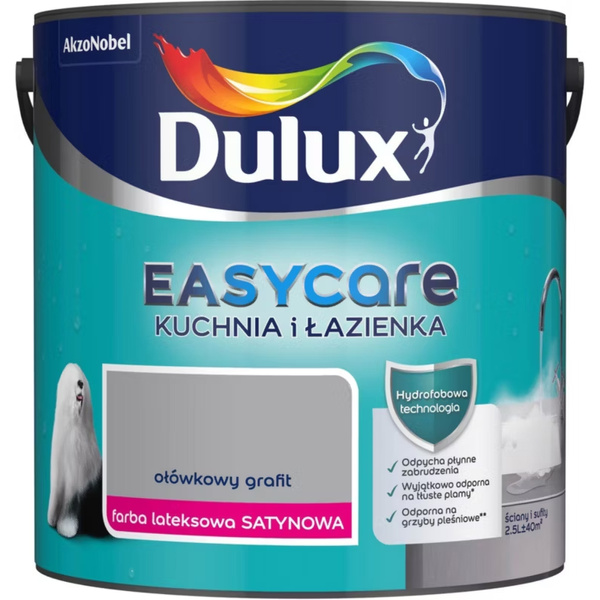 Farba plamoodporna EasyCare Kuchnia i Łazienka Ołówkowy grafit 2,5L Dulux