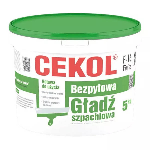 Bezpyłowa gładź szpachlowa Cekol F16 5kg