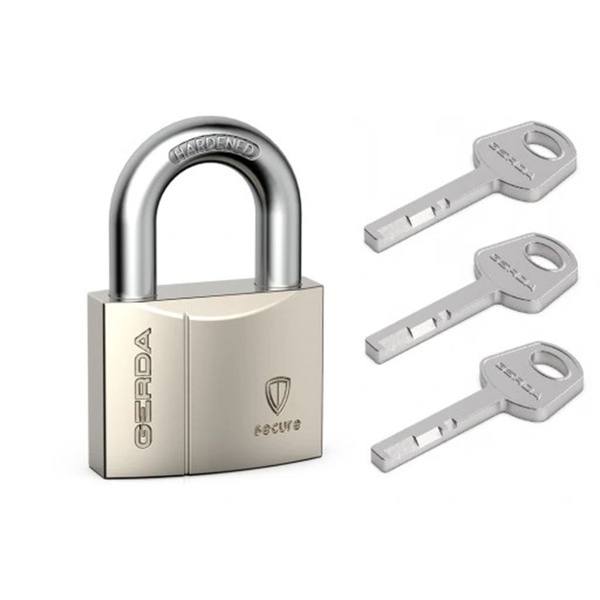 Kłódka satynowa wzmacniana 30mm z pałąkiem Gerda