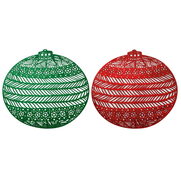 Podkładka na stół bombka zielona/czerwona 38cm 1 szt.