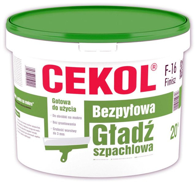 Bezpyłowa gładź szpachlowa Cekol F16 20kg