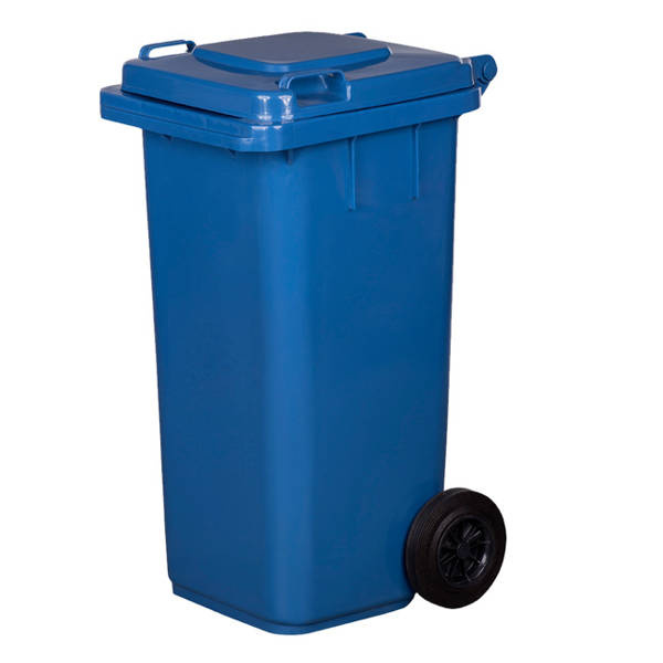 Kosz na śmieci ogrodowy z klapą 120L niebieski