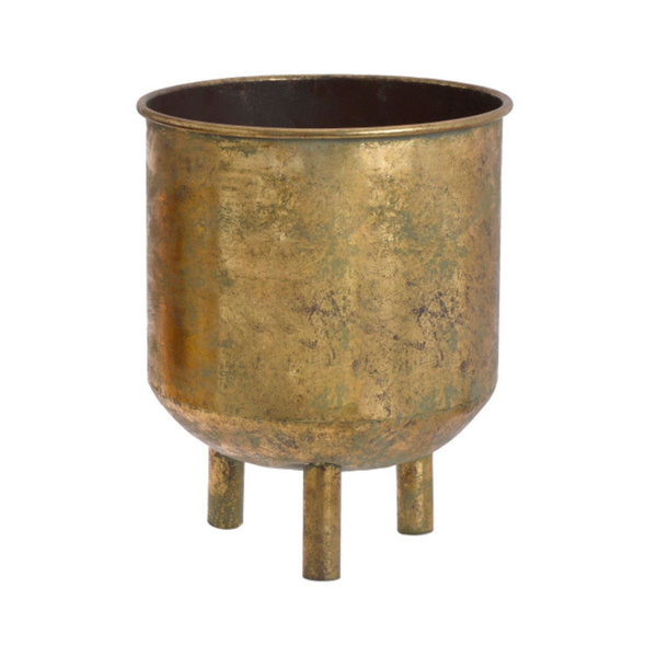 Kwietnik metalowy złoty patyna na nóżkach 31,5x39,5 cm