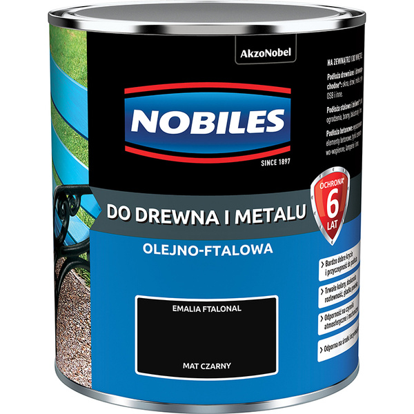 Farba ftalowa do drewna i metalu Ftalonal 0,7L Czarny Mat Nobiles