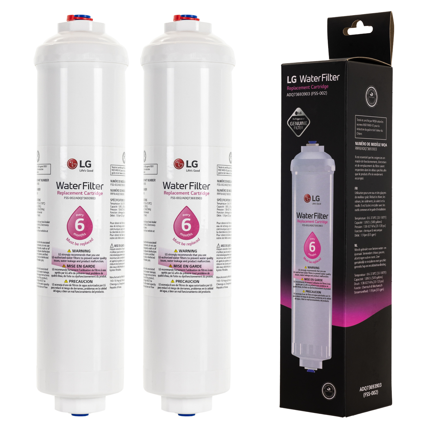 Filtr wody do Lodówki LG ADQ73693901 ADQ736939 Oryginalne 2 szt.