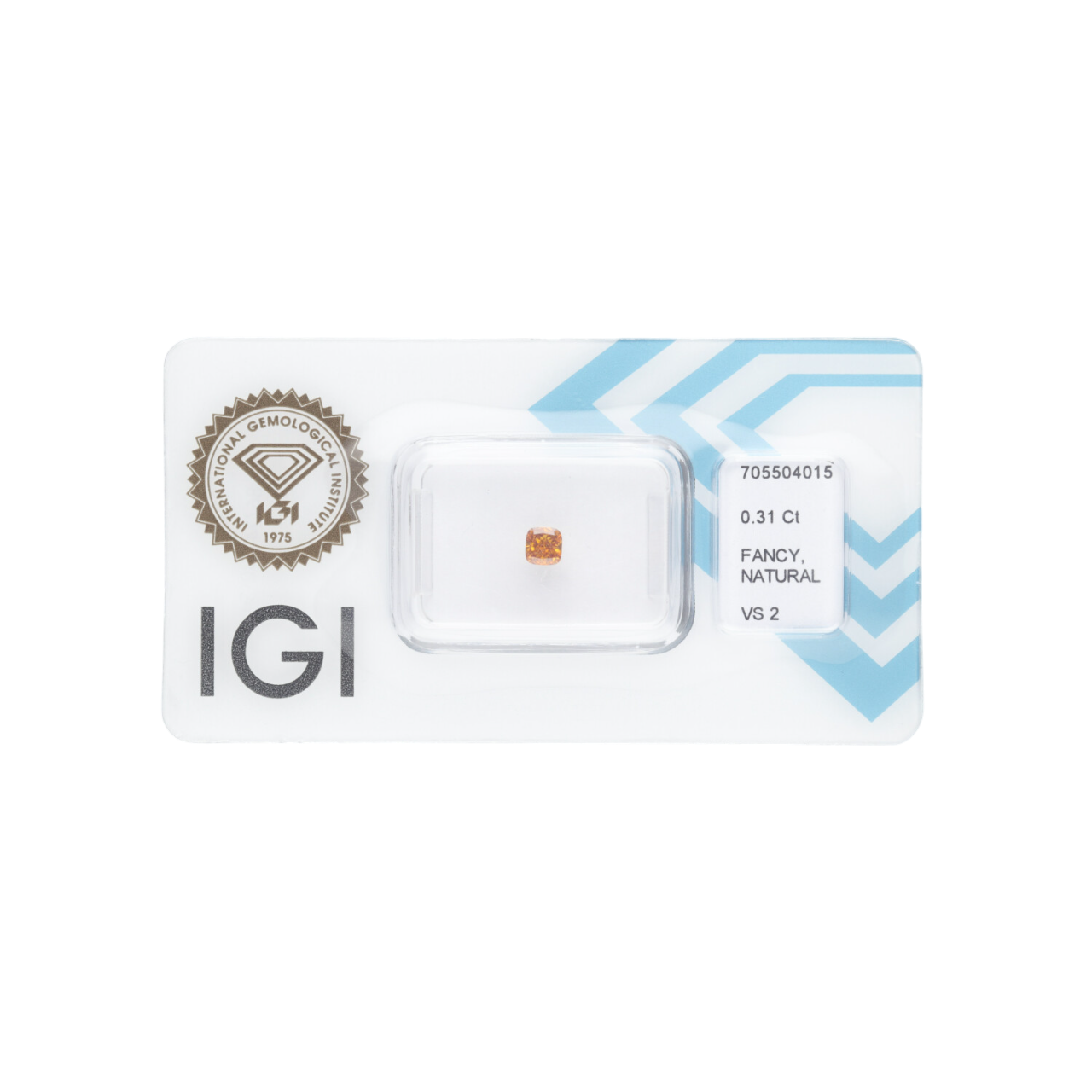 Diament naturalny 0,31 CT / Natural Fancy Intense Yellowish Orange / Square Cushion Modified Brilliant / VS2 / G - wysyłka 24 h! - Mennica Skarbowa