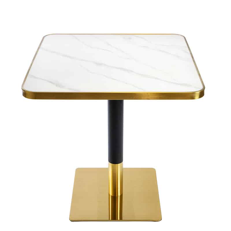 Stolik kawiarniany barowy marmurowy złoty ARP608 70x70cm kwadratowy biały
