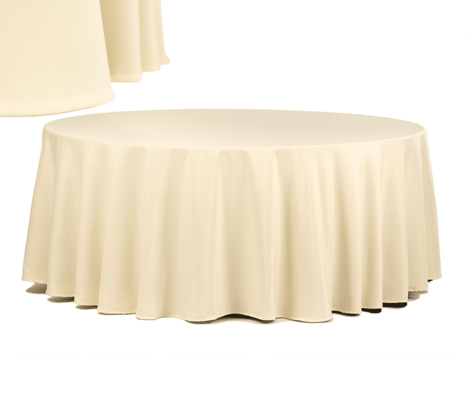 Obrus beżowy plamoodporny, na stół okrągły Fi 320