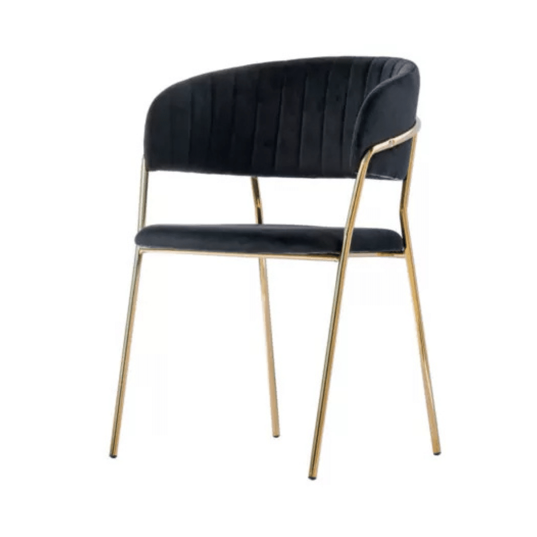Krzesło welurowe Glamour VELVET ze złotymi nogami - czarne