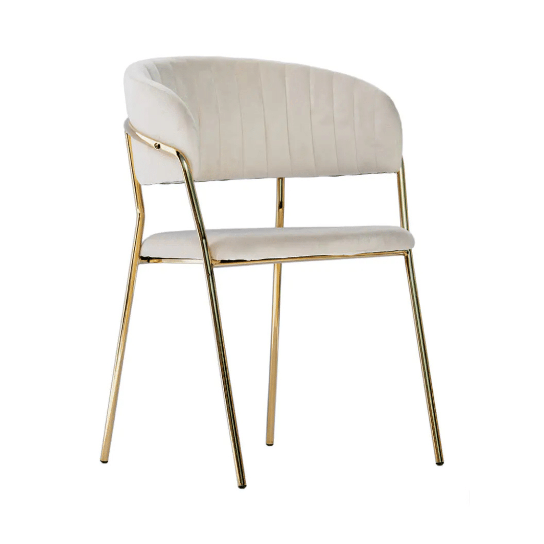 Krzesło welurowe Glamour VELVET ze złotymi nogami - beżowe