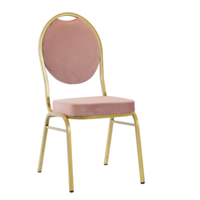 Krzesło bankietowe tapicerowane welurowe Wenecja kolor różowy