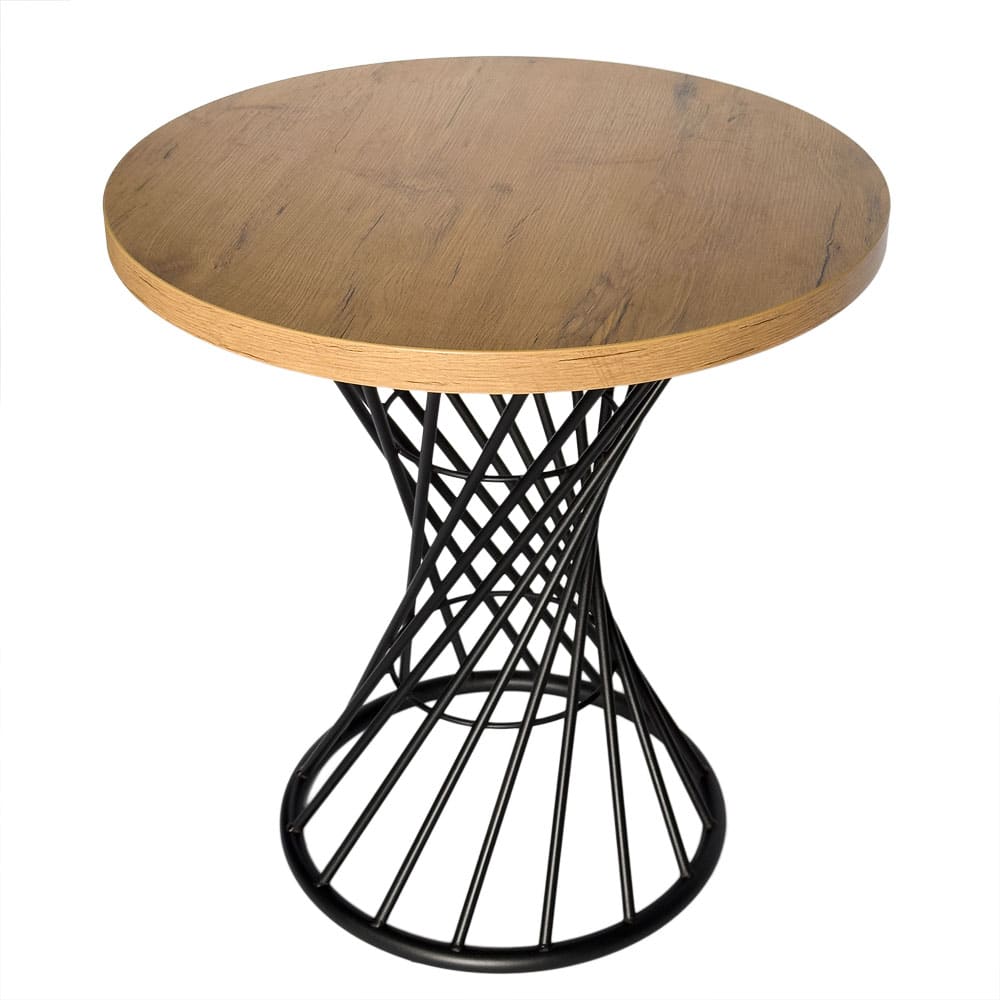 Stolik kawiarniany loftowy okrągły ażurowy fi68cm dąb lancelot