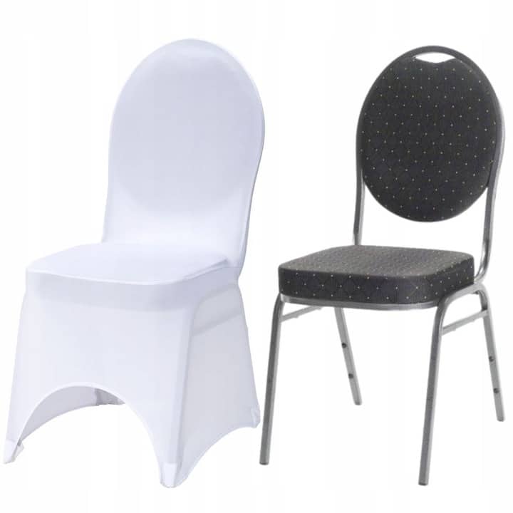 Zestaw krzesło bankietowe tapicerowane Wenecja czarna i pokrowiec biały