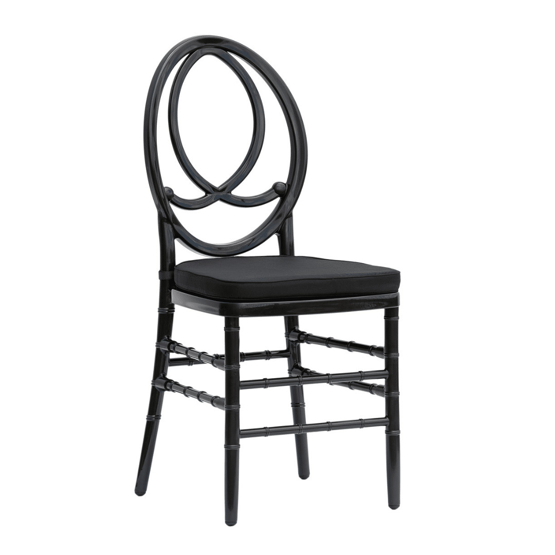 Krzesło weselne bankietowe Phoenix PP - kolor czarny z poduszką