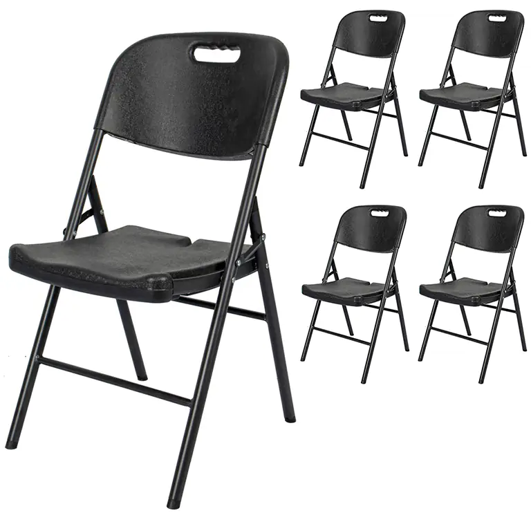 Krzesło cateringowe ogrodowe składane Strong czarne zestaw x4