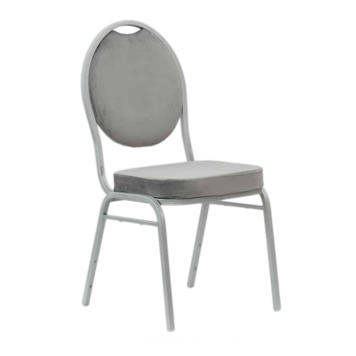 Krzesło bankietowe tapicerowane welurowe Wenecja kolor szary jasny