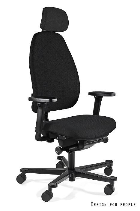 Fotel biurowy Premium Magic, ergonomiczny, obrotowy, regulowane podłokietniki, siatka/tkanina, czarny