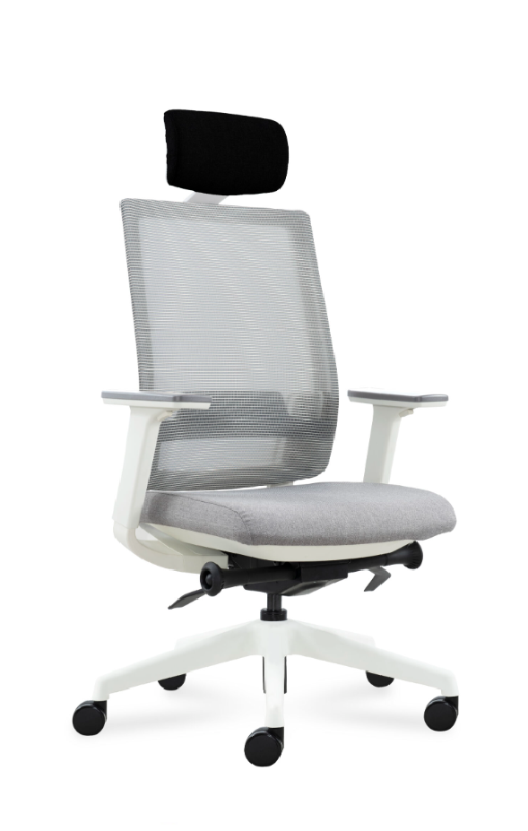 Fotel biurowy DEEO biały, siatka/tkanina 5 kolorów