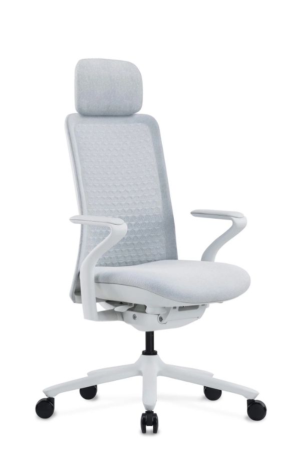 Fotel biurowy POLKA biały, siatka/tkanina