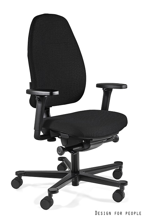 Fotel biurowy Premium Magic M, ergonomiczny, obrotowy, regulowane podłokietniki, tkanina, czarny