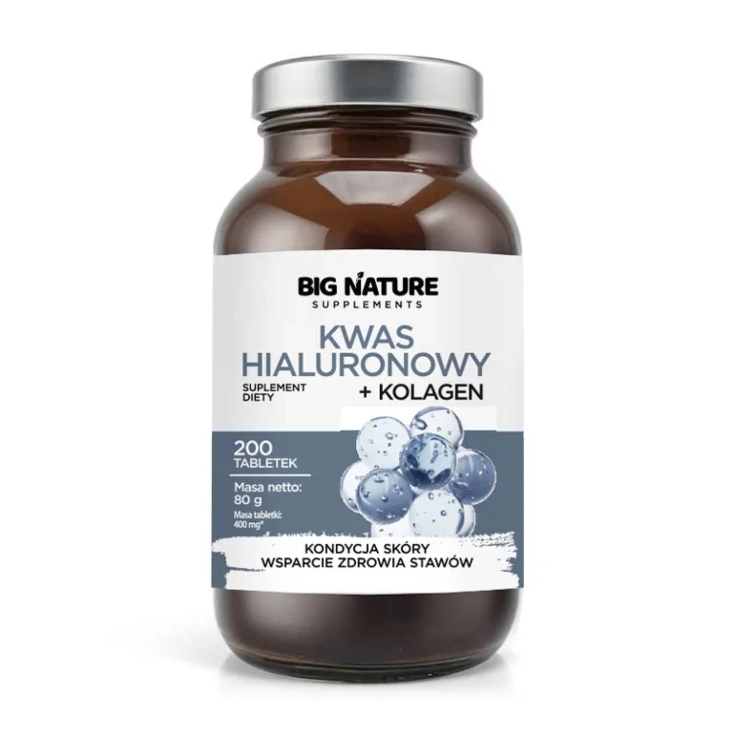 Big nature kwas hialuronowy + kolagen, 200 tabletek