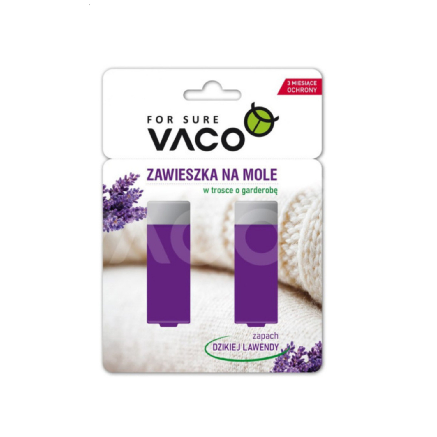 Vaco - zawieszka na mole w żelu, lawenda, 2 sztuki