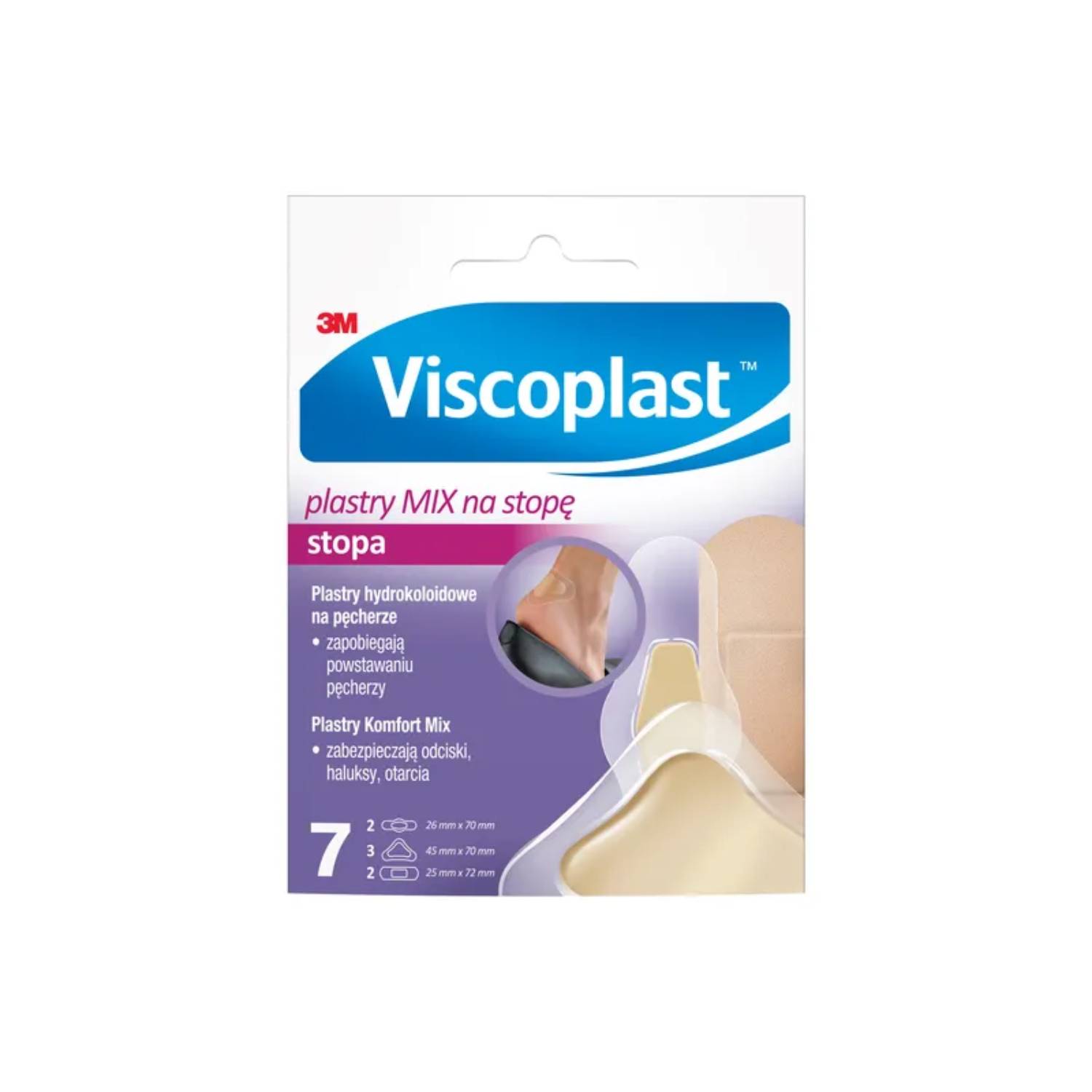 Viscoplast mix na stopę - zestaw plastrów na odciski i haluksy, 7 sztuk (data ważności: 04.07.2026)