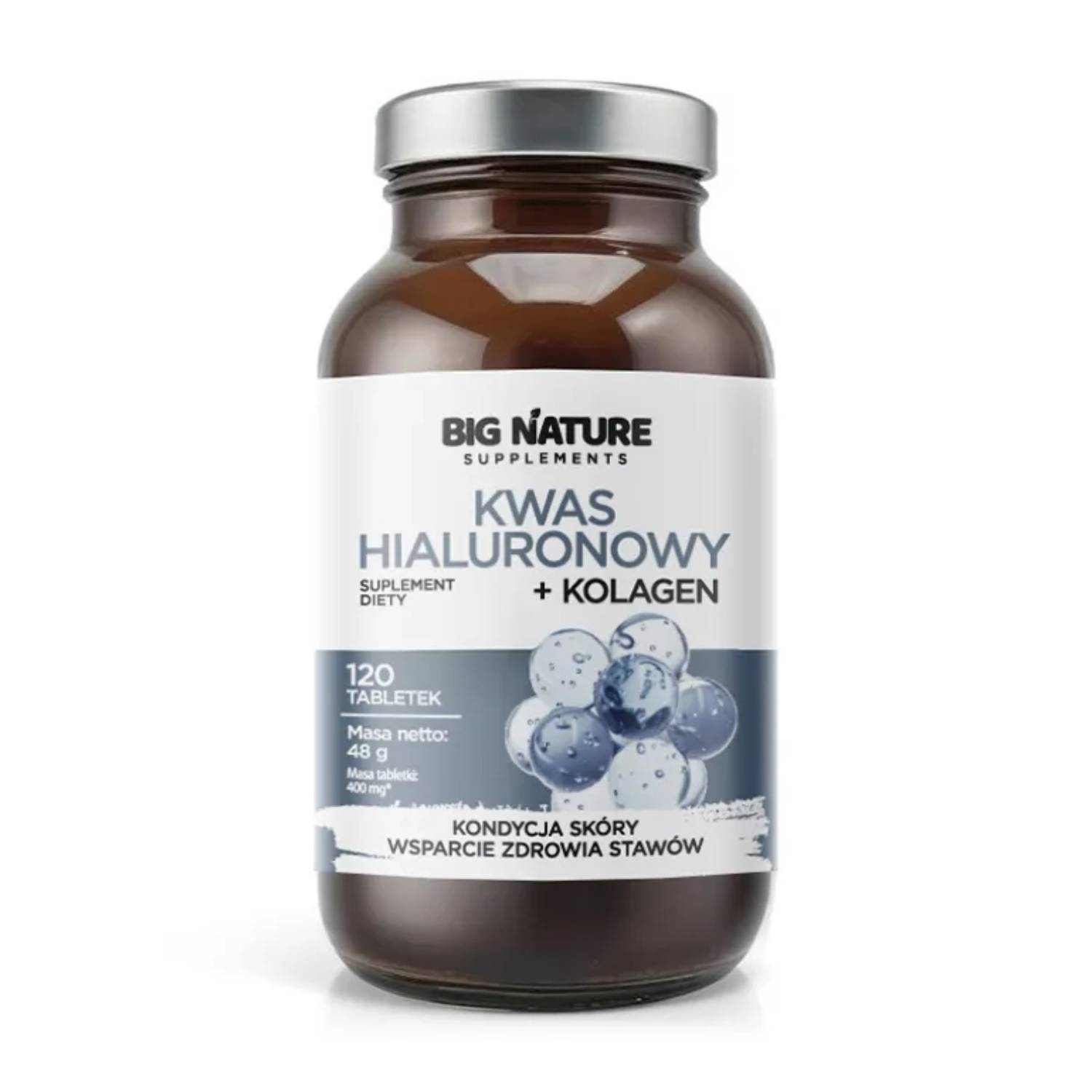 Big nature kwas hialuronowy + kolagen, 120 tabletek