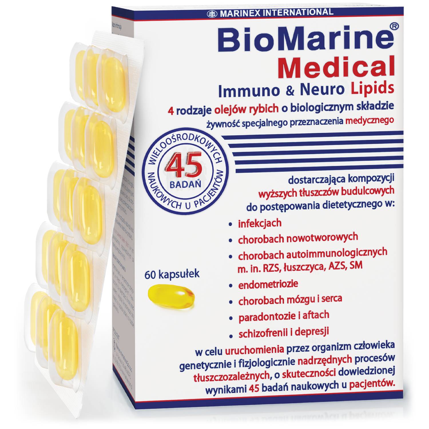 Biomarine medical immuno end neuro lipids, 60 kapsułek