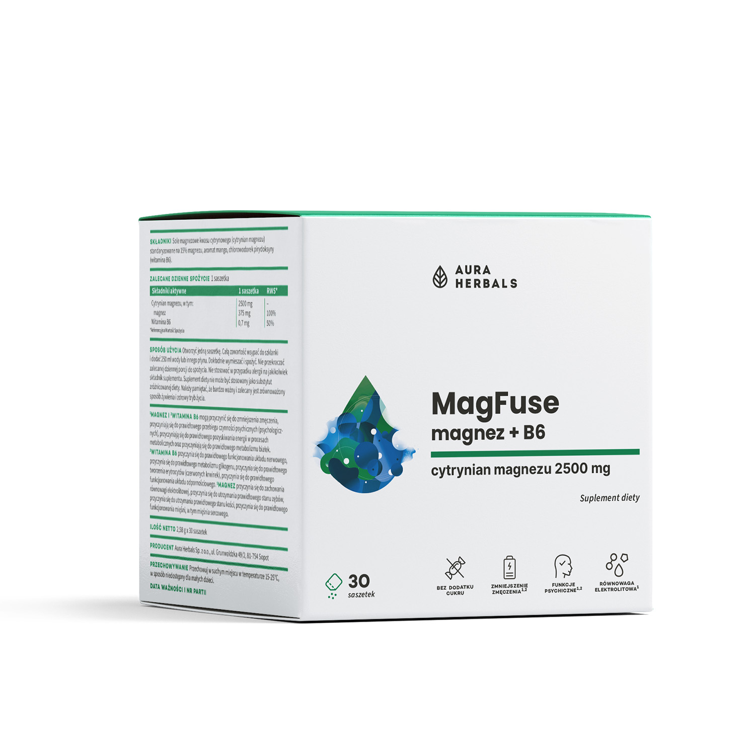 Aura herbals magfuse, magnez + b6, 30 saszetek