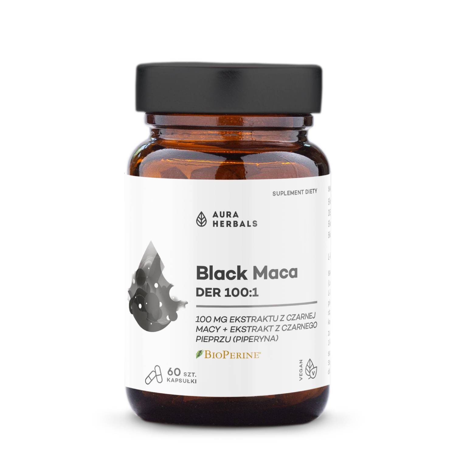 Aura herbals black maca der 100:1, 60 kapsułek