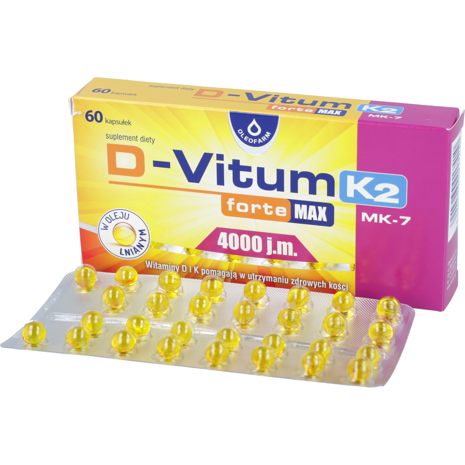 D-vitum forte max 4000 j.m, 60 kapsułek