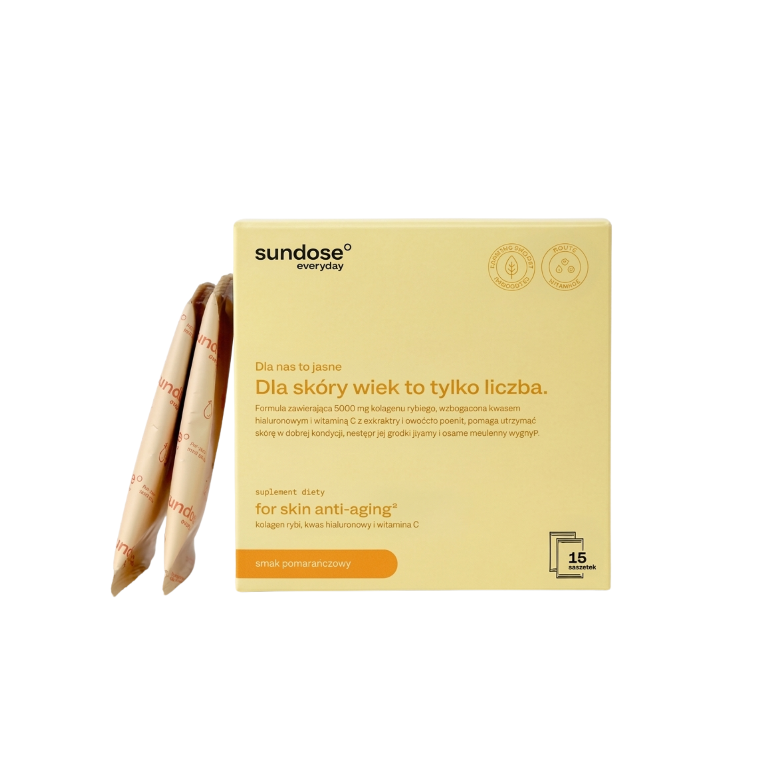 Sundose kolagen o smaku pomarańczowym, 15 saszetek