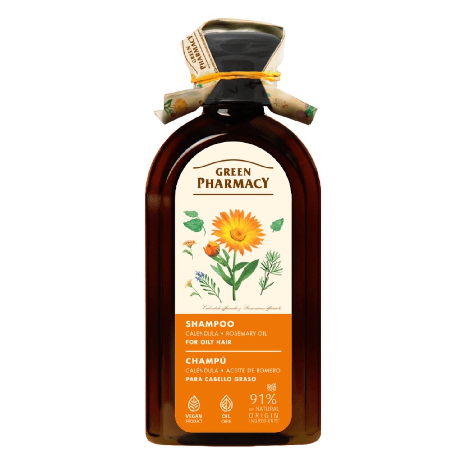 Green pharmacy - szampon do włosów przetłuszczających się, nagietek i olej rozmarynowy, 350 ml