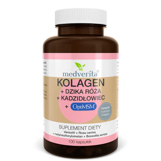 Medverita kolagen + dzika róża + kadzidłowiec + optimsm - kapsułki, 100 sztuk