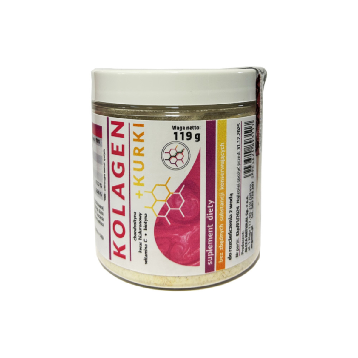 Organis, kolagen z kurkami, 119 g (data ważności: 30.06.2026)