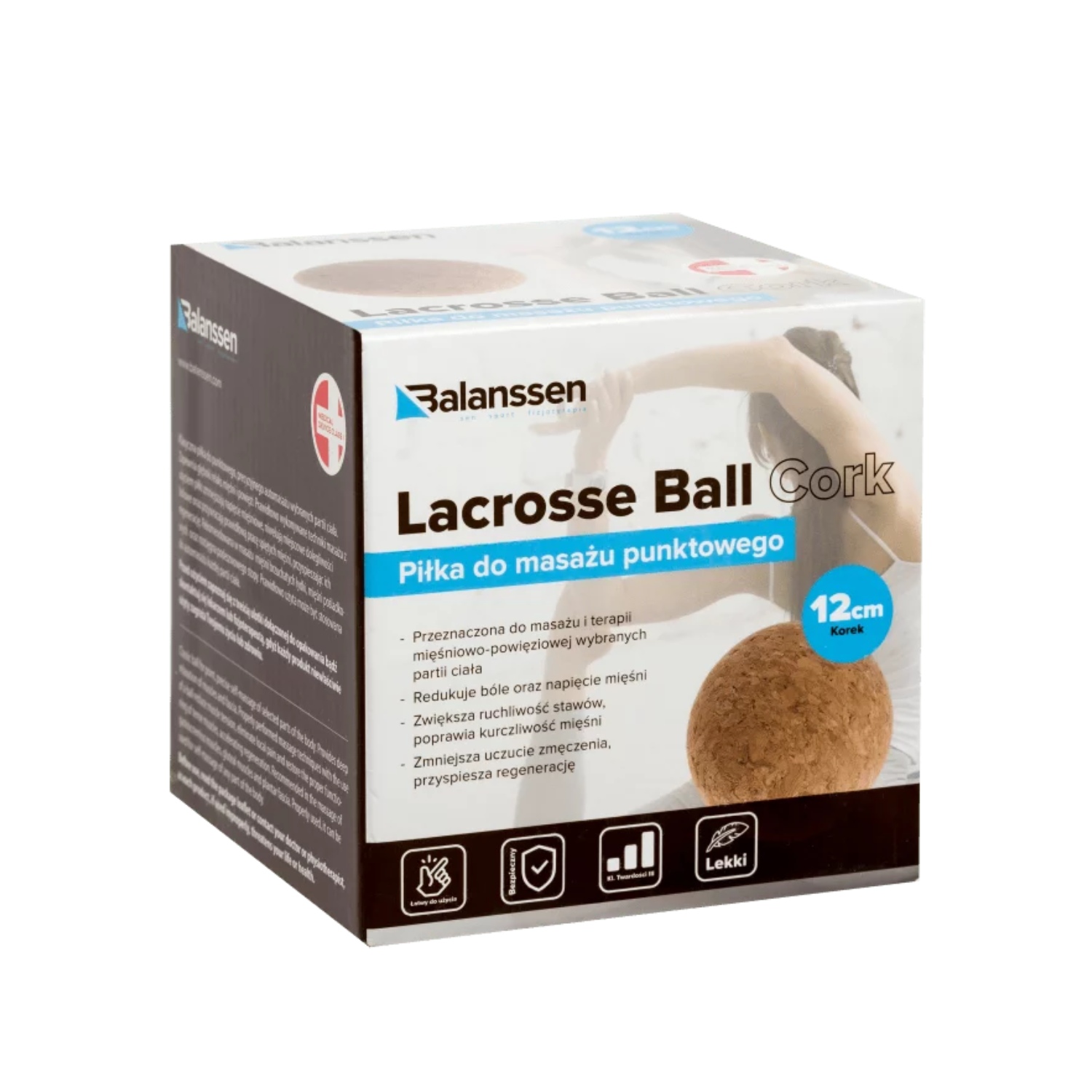 Balanssen lacrosse ball cork, korkowa piłka do masażu, 12 cm, 1 sztuka