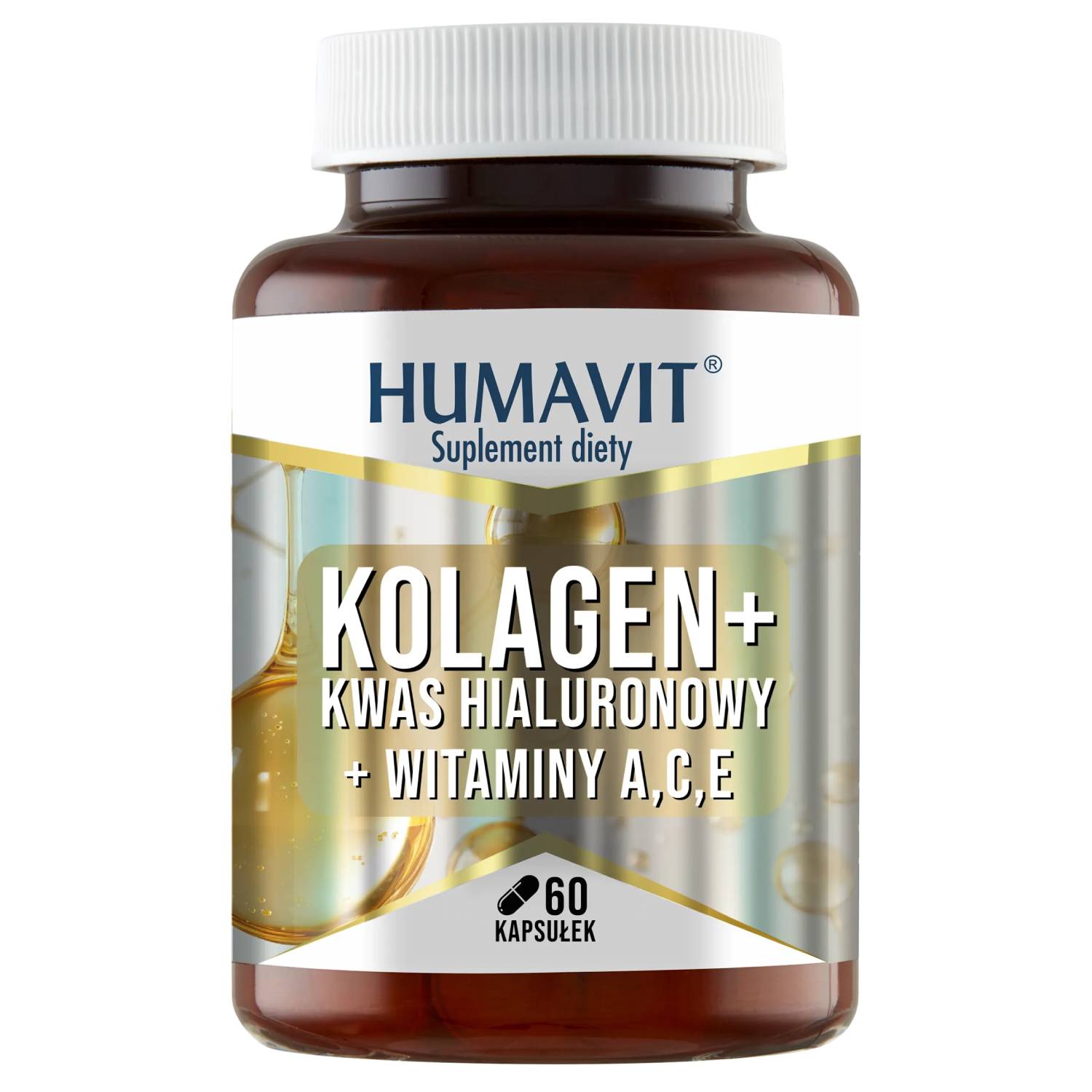 Humavit, kolagen + kwas hialuronowy + witaminy a,c,e, 60 kapsulek