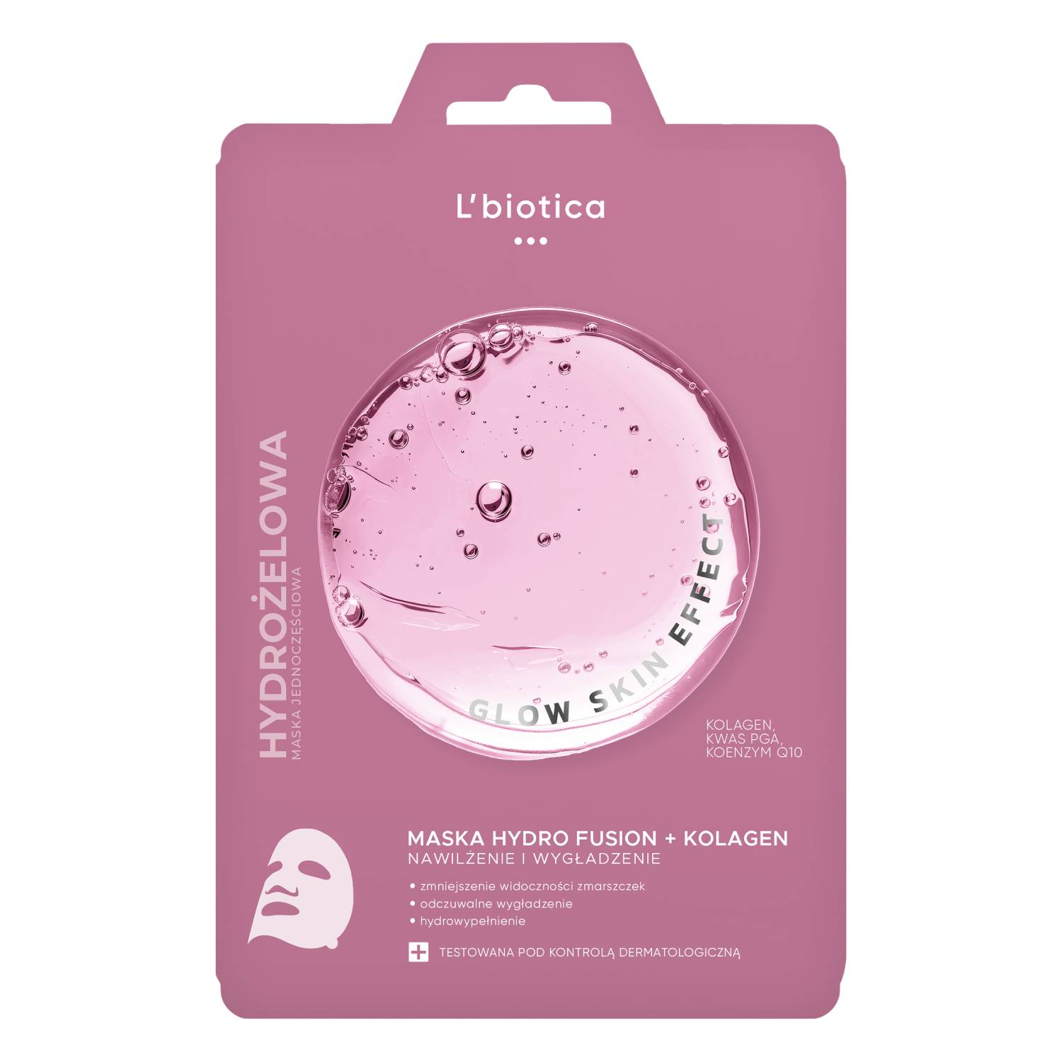 L'biotica pga hydro fusion + kolagen - maska do twarzy, 1 sztuka