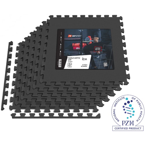 Tapis de protection fitness puzzle en mousse EVA 1 cm - 6 Pièces Noir