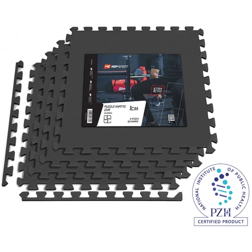 Tapis de protection fitness puzzle en mousse EVA 1 cm - 4 Pièces Noir
