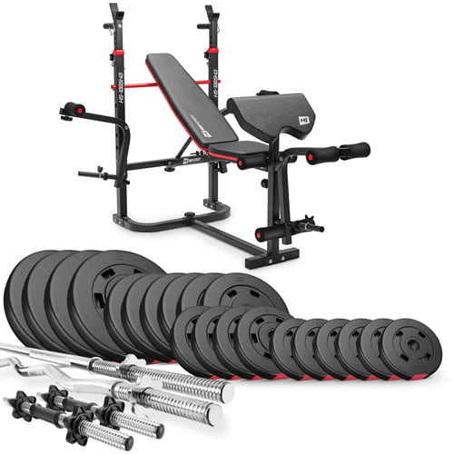 Ensemble d'haltères en plastique 105 kg avec banc de musculation HS-1065