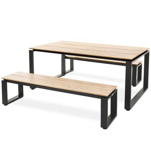 Gartenmöbel-Set TRENTO Tisch + 2 Gartenbänke - Beige