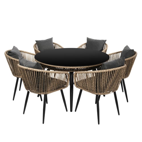 Sada zahradního nábytku Rieti 6+1 - béžově/šedá